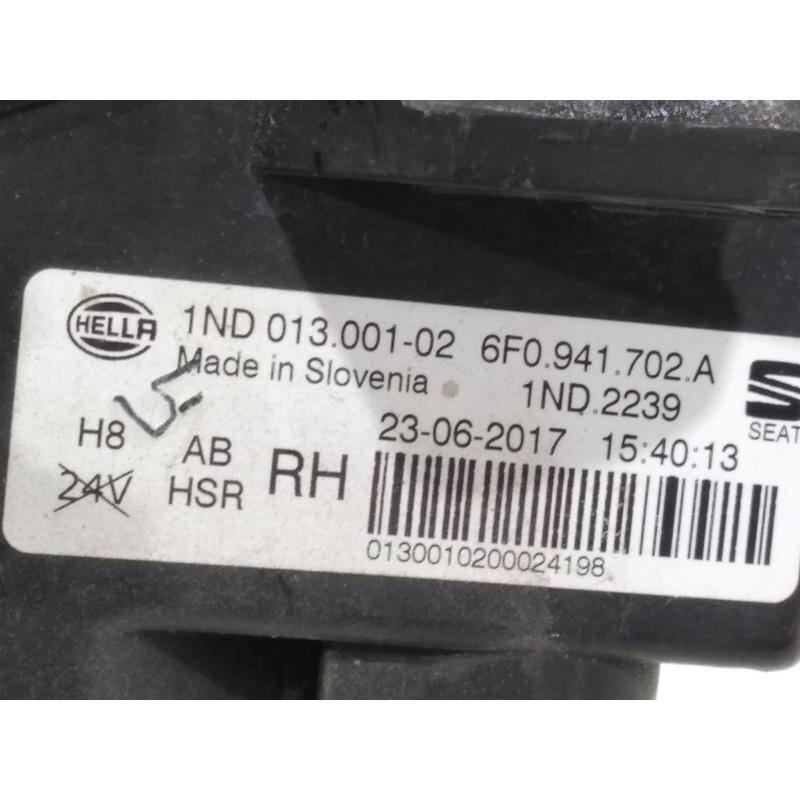Recambio de faro antiniebla derecho para seat ibiza v (kj1, kjg) 1.0 tsi referencia OEM IAM 6F0941702A  1ND013001
