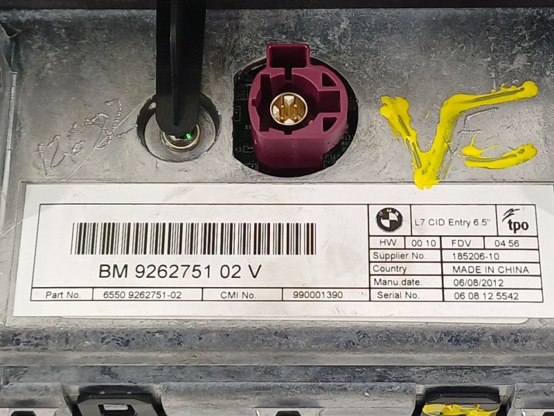 Recambio de pantalla multifuncion para bmw 1 (f21) 116 i referencia OEM IAM 9262751  65509262751