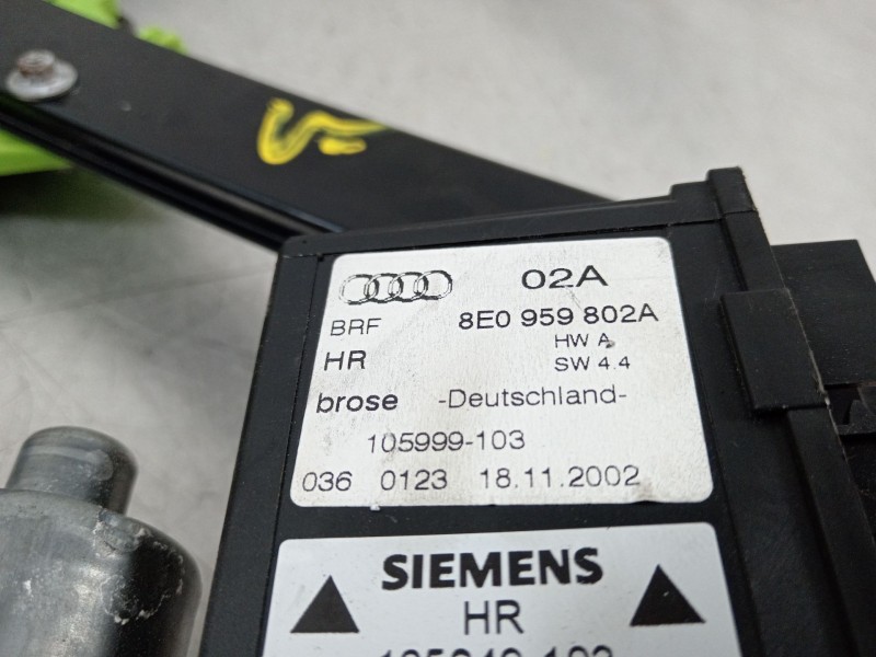 Recambio de elevalunas trasero derecho para audi a4 berlina (8e) 1.9 tdi (96kw) referencia OEM IAM 8E0839462A 8E0959802A 