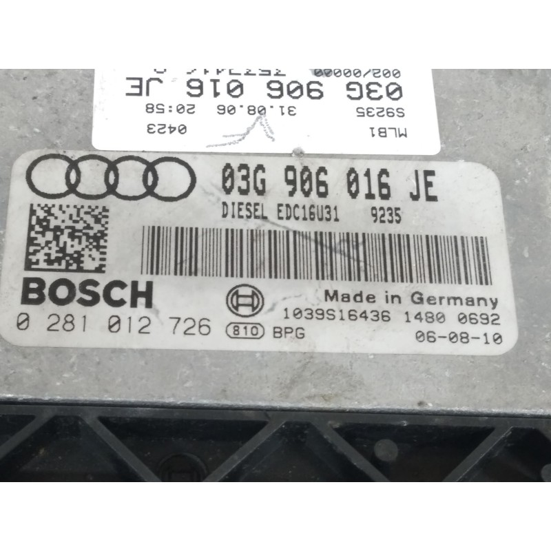 Recambio de centralita motor uce para audi a4 avant (8e) 2.0 tdi referencia OEM IAM 03G906016JE  0281012726