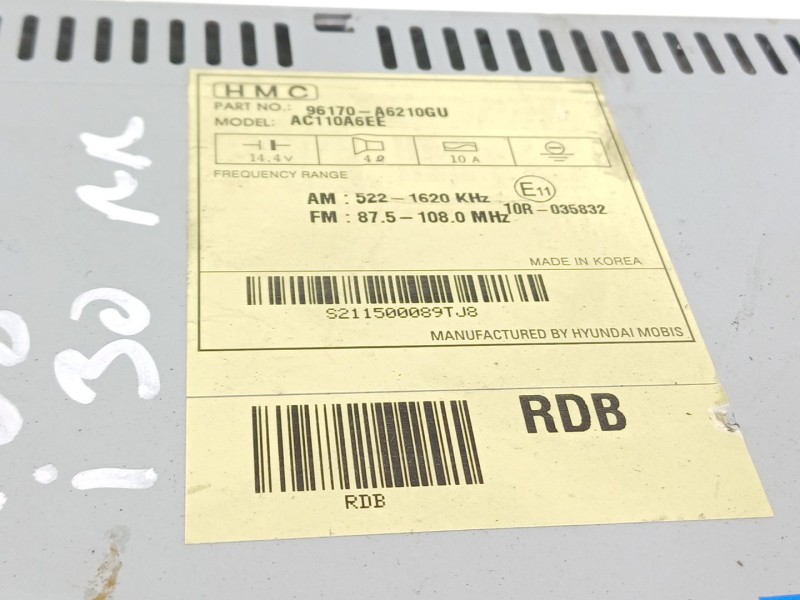 Recambio de sistema audio / radio cd para hyundai i30 (gd) 1.4 cat referencia OEM IAM 96170A6210GU  