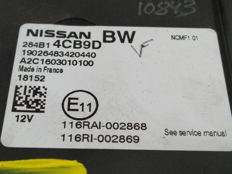 Recambio de modulo electronico para nissan qashqai (j11) acenta referencia OEM IAM 284B14CB9D  