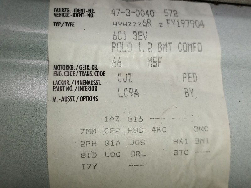 Recambio de motor completo para volkswagen polo v (6r1, 6c1) 1.2 tsi 16v referencia OEM IAM CJZ  