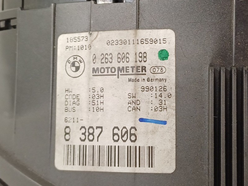 Recambio de cuadro instrumentos para bmw serie 3 berlina (e46) 320d referencia OEM IAM 62118387606  