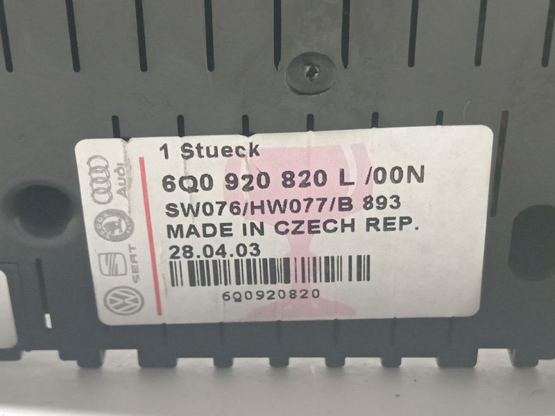 Recambio de cuadro instrumentos para volkswagen polo iv (9n_, 9a_) 1.4 tdi referencia OEM IAM 6Q0920820L  