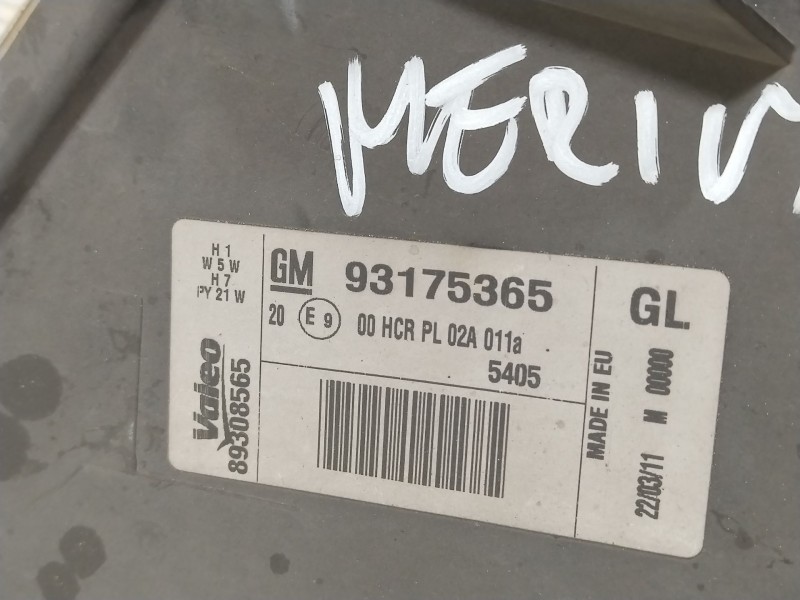Recambio de faro derecho para opel meriva a monospace (x03) 1.6 (e75) referencia OEM IAM 93175365  
