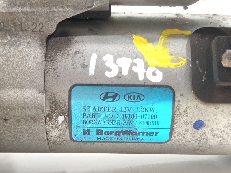 Recambio de motor arranque para kia picanto iii (ja) 1.0 lpg referencia OEM IAM 3610007100  61004610
