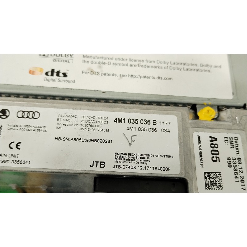 Recambio de sistema navegacion gps para audi q7 (4mb, 4mg, 4mq) 3.0 tdi quattro referencia OEM IAM 4M1035036B  
