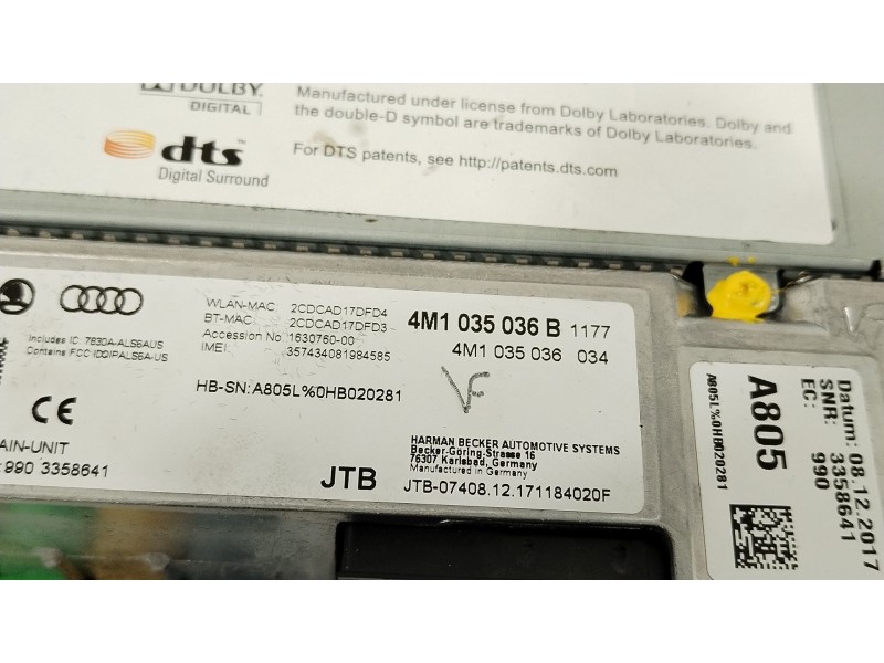 Recambio de sistema navegacion gps para audi q7 (4mb, 4mg, 4mq) 3.0 tdi quattro referencia OEM IAM 4M1035036B  