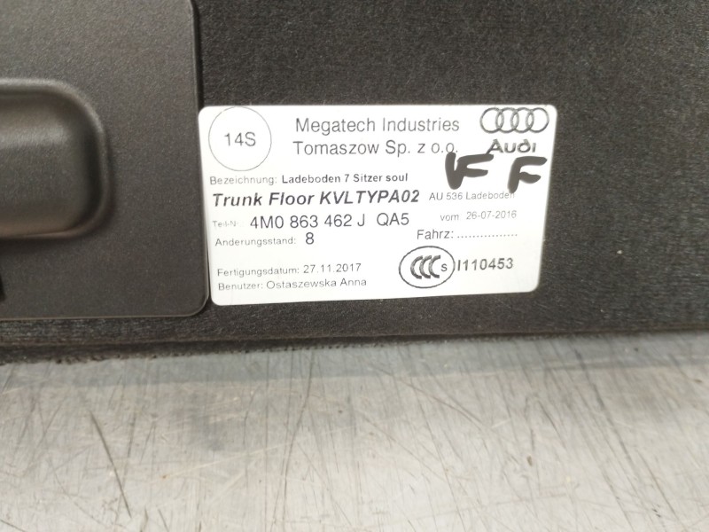 Recambio de bandeja trasera para audi q7 (4mb, 4mg, 4mq) 3.0 tdi quattro referencia OEM IAM 4M0863462J  