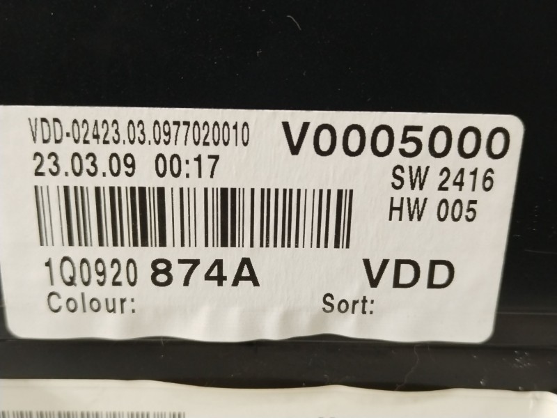 Recambio de cuadro instrumentos para volkswagen eos (1f7, 1f8) 2.0 tdi 16v referencia OEM IAM 1Q0920874A 1K5953503ET 