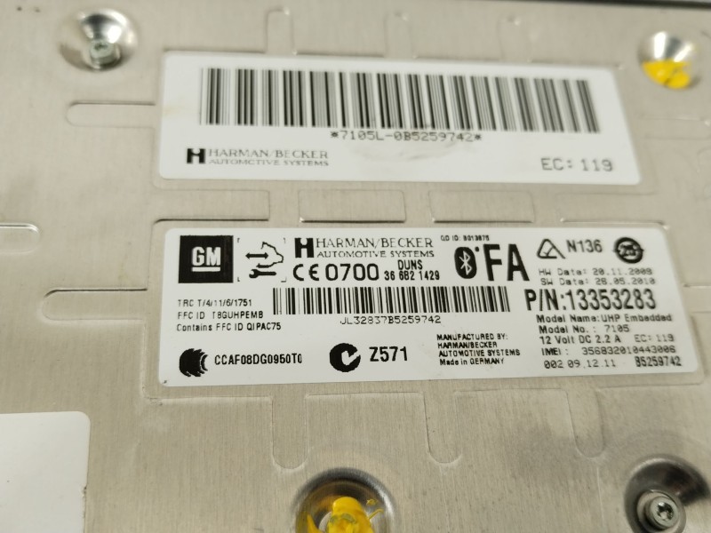 Recambio de modulo electronico para opel ampera (r12) ev 150 referencia OEM IAM 13353283  