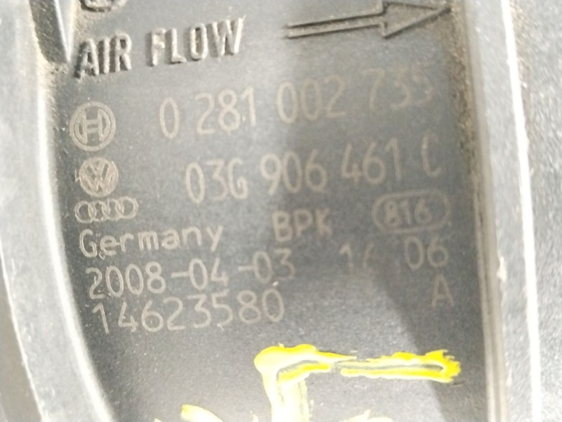 Recambio de caudalimetro para volkswagen passat b6 (3c2) 2.0 tdi referencia OEM IAM 03G906461C  0281002735