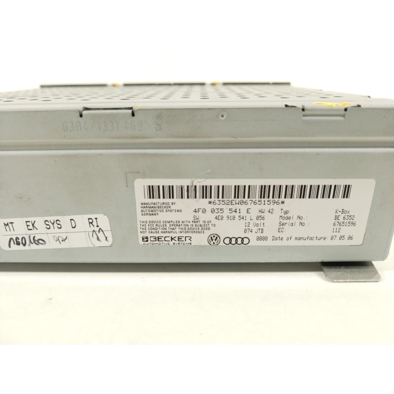 Recambio de sistema audio / radio cd para audi a6 c6 (4f2) 3.0 tdi quattro referencia OEM IAM 4F0035541E  