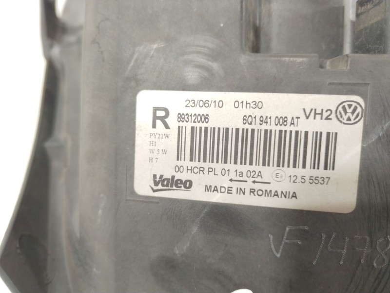 Recambio de faro derecho para volkswagen polo iv (9n_, 9a_) 1.4 tdi referencia OEM IAM 6Q1941008AT  89312006