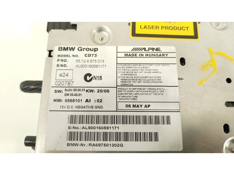 Recambio de sistema audio / radio cd para bmw 3 touring (e91) 320 d referencia OEM IAM 65126975013  