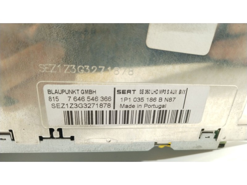 Recambio de sistema audio / radio cd para seat leon (1p1) comfort limited referencia OEM IAM 1P1035186B  