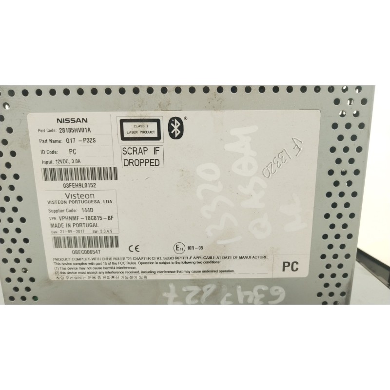 Recambio de sistema audio / radio cd para nissan qashqai ii (j11, j11_) 1.5 dci referencia OEM IAM 28185HV01A  