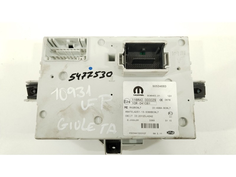 Recambio de caja reles / fusibles para alfa romeo giulietta (191) sprint referencia OEM IAM 50534683  