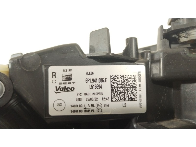 Recambio de faro derecho para seat ibiza v (kj1, kjg) 1.0 tsi referencia OEM IAM 6F1941006E  