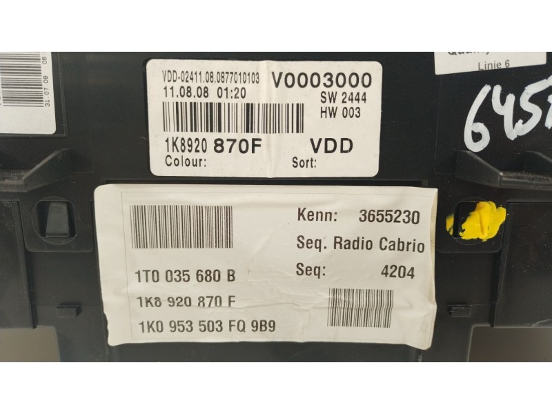 Recambio de cuadro instrumentos para volkswagen scirocco iii (137, 138) 2.0 tfsi referencia OEM IAM 1K8920870F  
