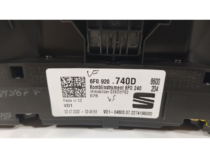 Recambio de cuadro instrumentos para seat ibiza v (kj1, kjg) 1.0 tsi referencia OEM IAM 6F0920740D  
