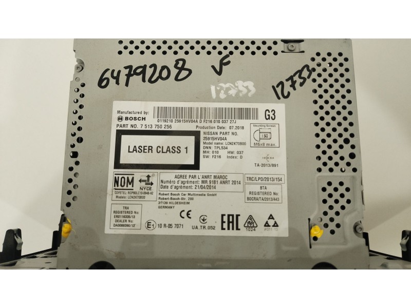 Recambio de sistema navegacion gps para nissan qashqai (j11) referencia OEM IAM 25915HV04A  7513750256