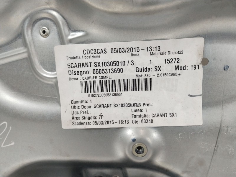 Recambio de elevalunas delantero izquierdo para alfa romeo giulietta (191) sprint referencia OEM IAM 0505313690  72019003