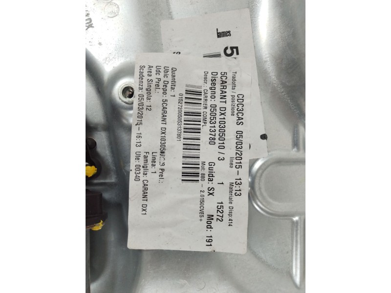 Recambio de elevalunas delantero derecho para alfa romeo giulietta (191) sprint referencia OEM IAM 0505313780  72019000