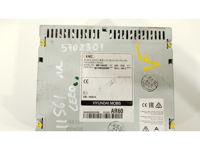 Recambio de sistema audio / radio cd para kia cee´d business referencia OEM IAM 96170A2600WK  