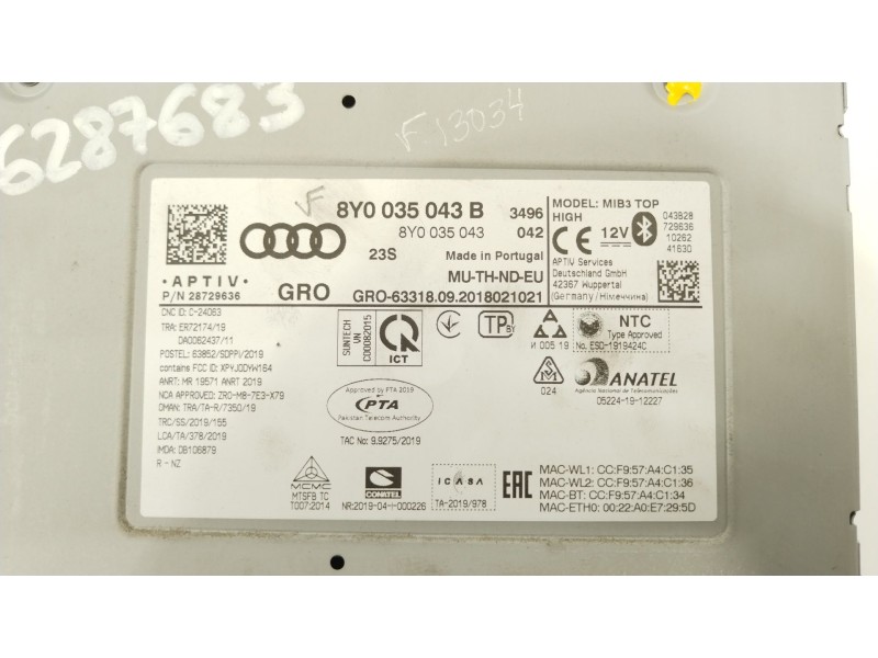 Recambio de sistema navegacion gps para audi a3 sportback (8y) gy referencia OEM IAM 8Y0035043B  