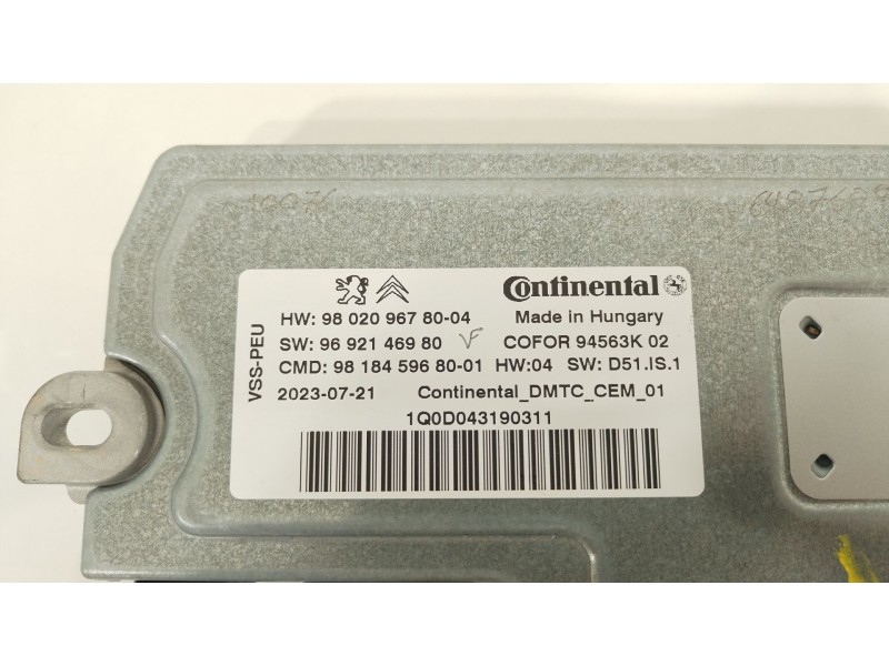 Recambio de centralita start / stop para peugeot traveller autobús (v_) 2.0 bluehdi 145 referencia OEM IAM 9802096780  