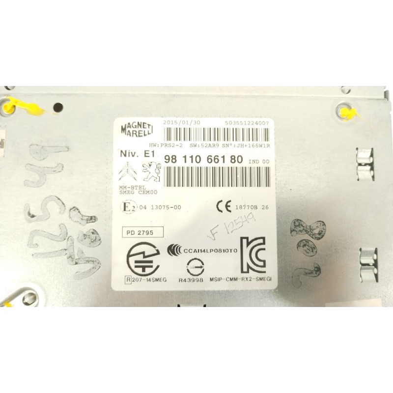 Recambio de sistema audio / radio cd para peugeot 208 1.5 blue-hdi fap referencia OEM IAM 9811066180  503551224007