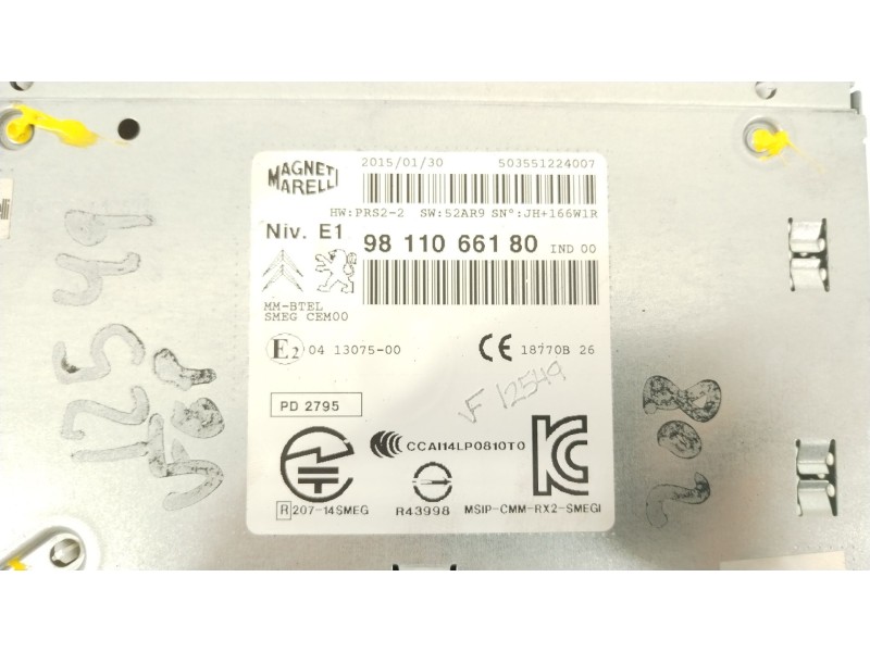 Recambio de sistema audio / radio cd para peugeot 208 1.5 blue-hdi fap referencia OEM IAM 9811066180  503551224007