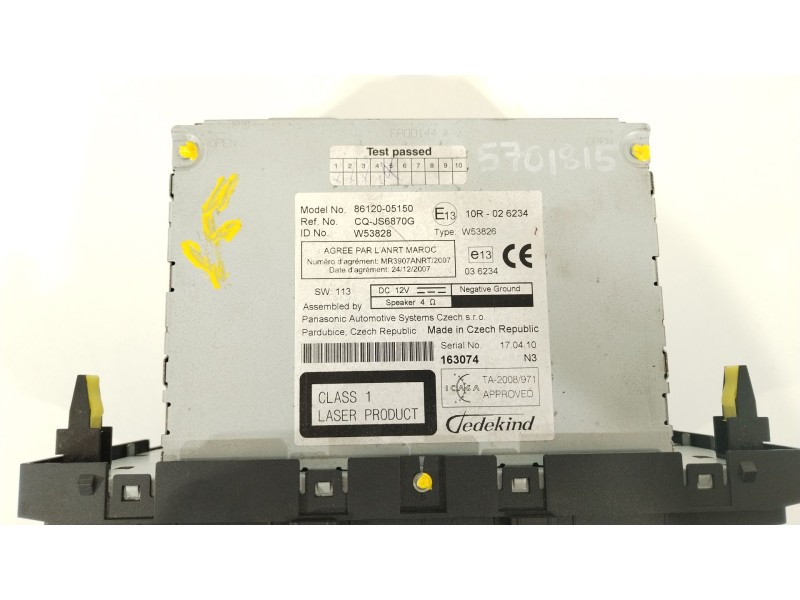 Recambio de sistema audio / radio cd para toyota avensis (t27) active referencia OEM IAM 8612005150  CQJS6870G