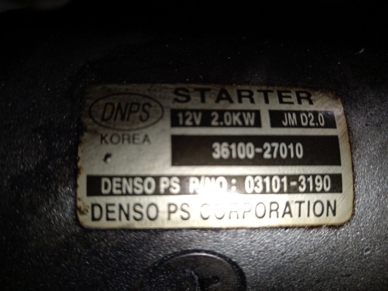 Recambio de motor arranque para hyundai tucson (jm) 2.0 crdi referencia OEM IAM 3610027010  031013190