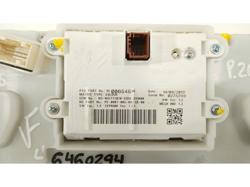 Recambio de cuadro instrumentos para peugeot 208 i (ca_, cc_) 1.2 vti 82 referencia OEM IAM 9800654580  