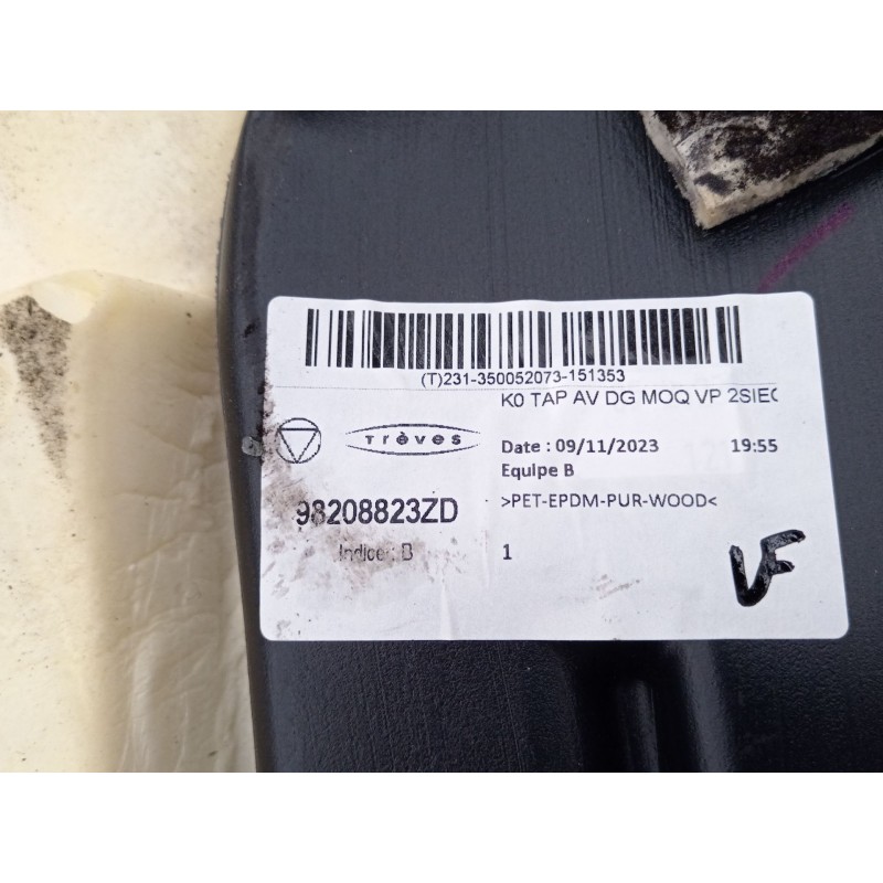Recambio de moqueta interior para peugeot traveller autobús (v_) 2.0 bluehdi 145 referencia OEM IAM 98208823ZD 98208823ZD 