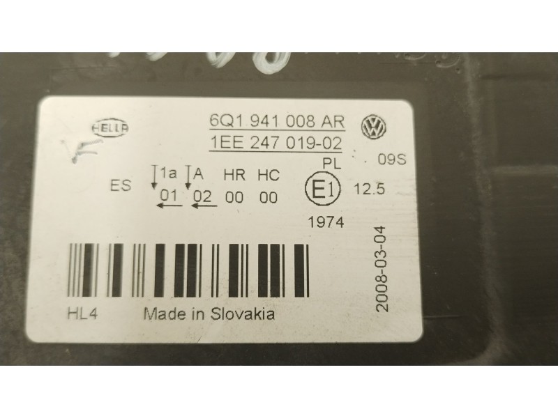 Recambio de faro derecho para volkswagen polo iv (9n_, 9a_) 1.4 16v referencia OEM IAM 6Q1941008AR  