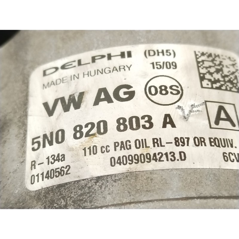 Recambio de compresor aire acondicionado para volkswagen eos (1f7, 1f8) 2.0 tdi 16v referencia OEM IAM 5N0820803A  