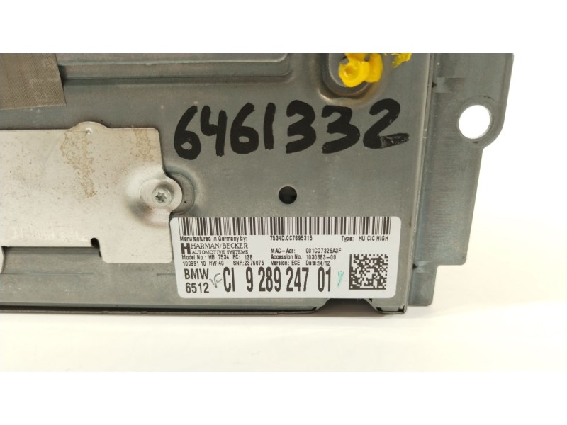 Recambio de sistema audio / radio cd para bmw 5 touring (f11) 525 d xdrive referencia OEM IAM 65129289247  