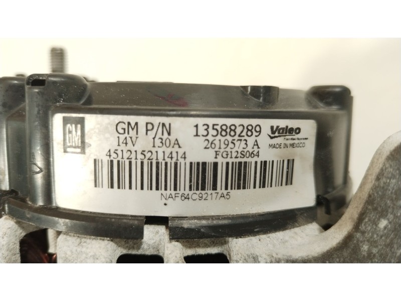 Recambio de alternador para opel adam unlimited ecoflex referencia OEM IAM 13588289 FG12S064 2619573A