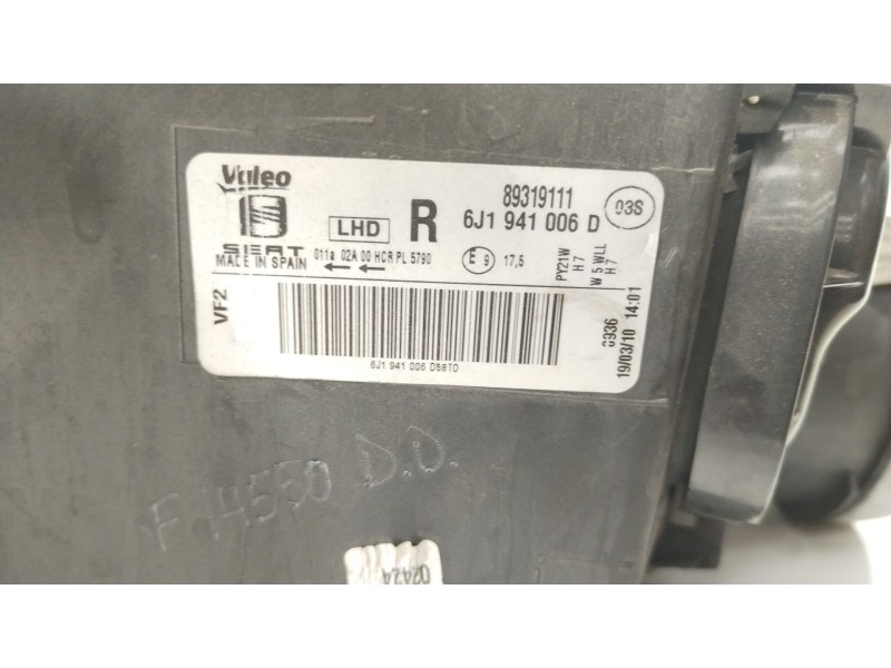 Recambio de faro derecho para seat ibiza iv (6j5, 6p1) 1.6 tdi referencia OEM IAM 6J1941006D  89319111