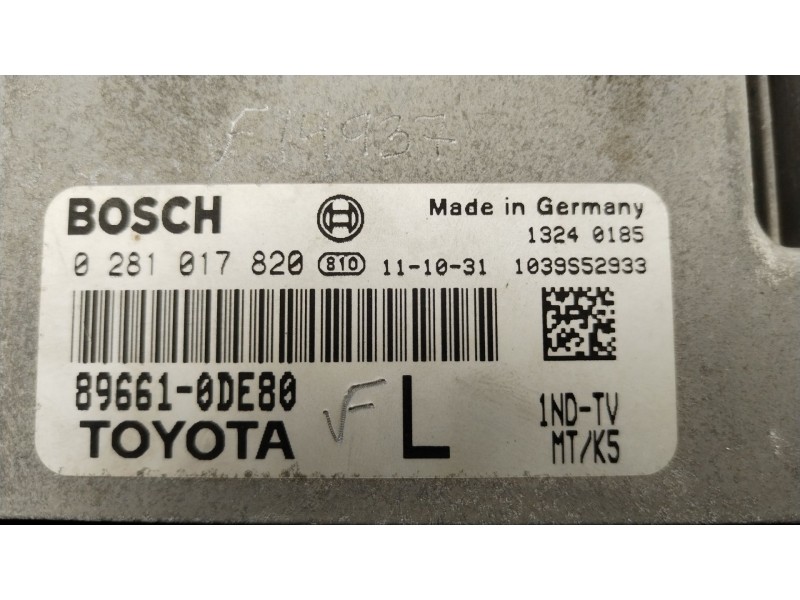 Recambio de centralita motor uce para toyota yaris (_p13_) 1.4 d (nlp130_) referencia OEM IAM 896610DE80  0281017820