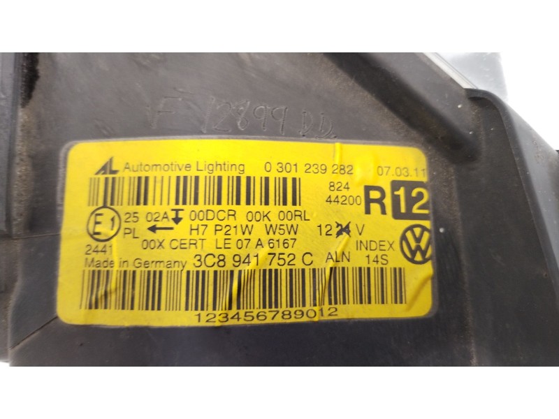 Recambio de faro derecho para volkswagen passat cc (357) advance referencia OEM IAM 3C8941752C 1K0941329 0301239282