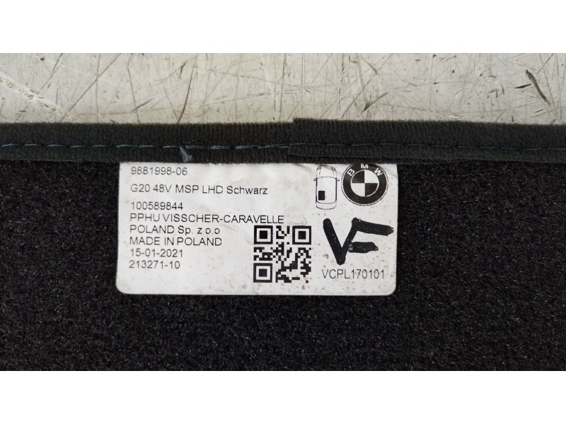 Recambio de juego de alfombrillas para bmw serie 3 berlina (g20) 318d referencia OEM IAM 9881998 51472462751 51472473240