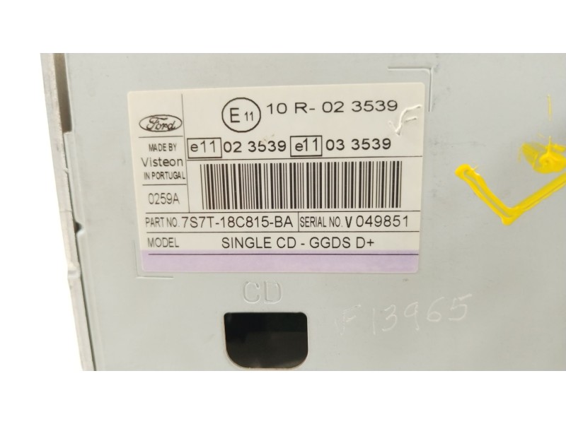 Recambio de sistema audio / radio cd para ford mondeo iv (ba7) 1.8 tdci referencia OEM IAM 7S7T18C815BA  