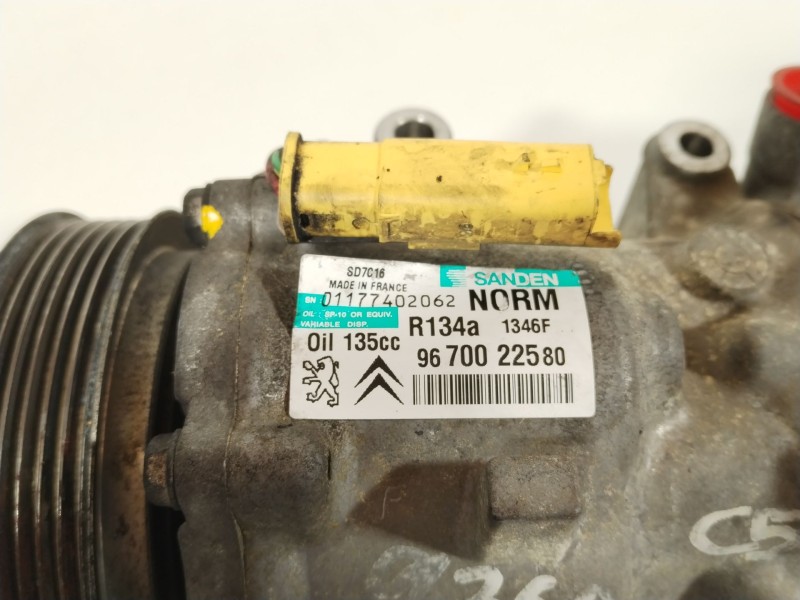 Recambio de compresor aire acondicionado para citroën c5 berlina business referencia OEM IAM 9670022580 01177402062 SD7C16