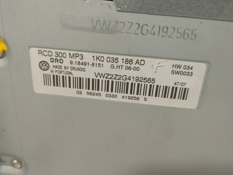 Recambio de sistema audio / radio cd para volkswagen passat berlina (3c2) advance referencia OEM IAM 1K0035186AD  