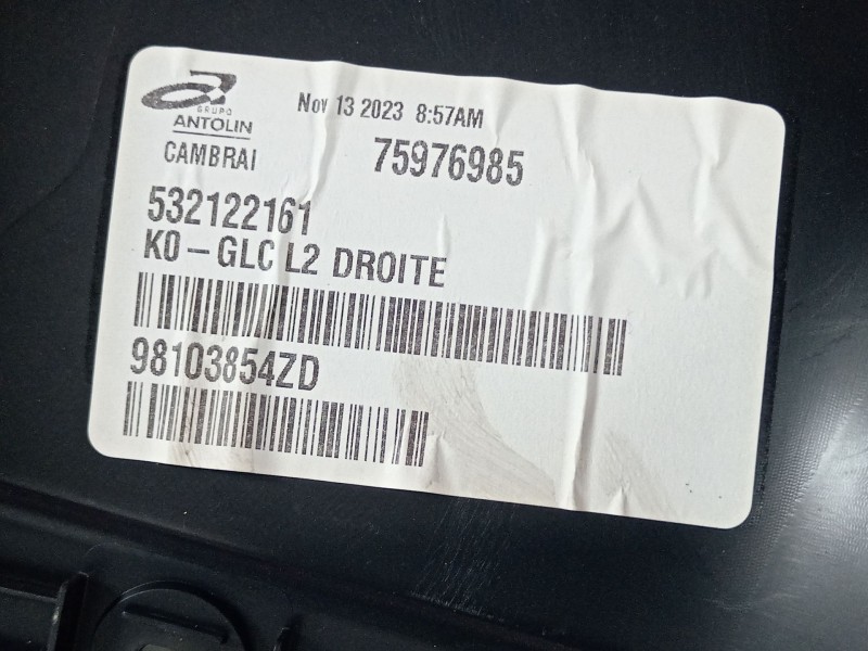 Recambio de guarnecido puerta trasera derecha para peugeot traveller autobús (v_) 2.0 bluehdi 145 referencia OEM IAM 98103854ZD 